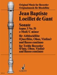 Sonata: No. 5 C minor. op. 3. treble recorder (flute, oboe, violin) and basso continuo; cello/viola da gamba ad libitum. Sheet Music