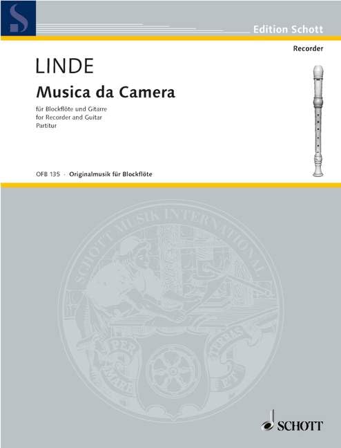 Musica da Camera: Gitarre und Alt-Blockflöte (teilweise wechselnd zwischen Alt-Blockflöte und Bass-Blockflöte). Spielpartitur. (Edition Schott) Sheet Music