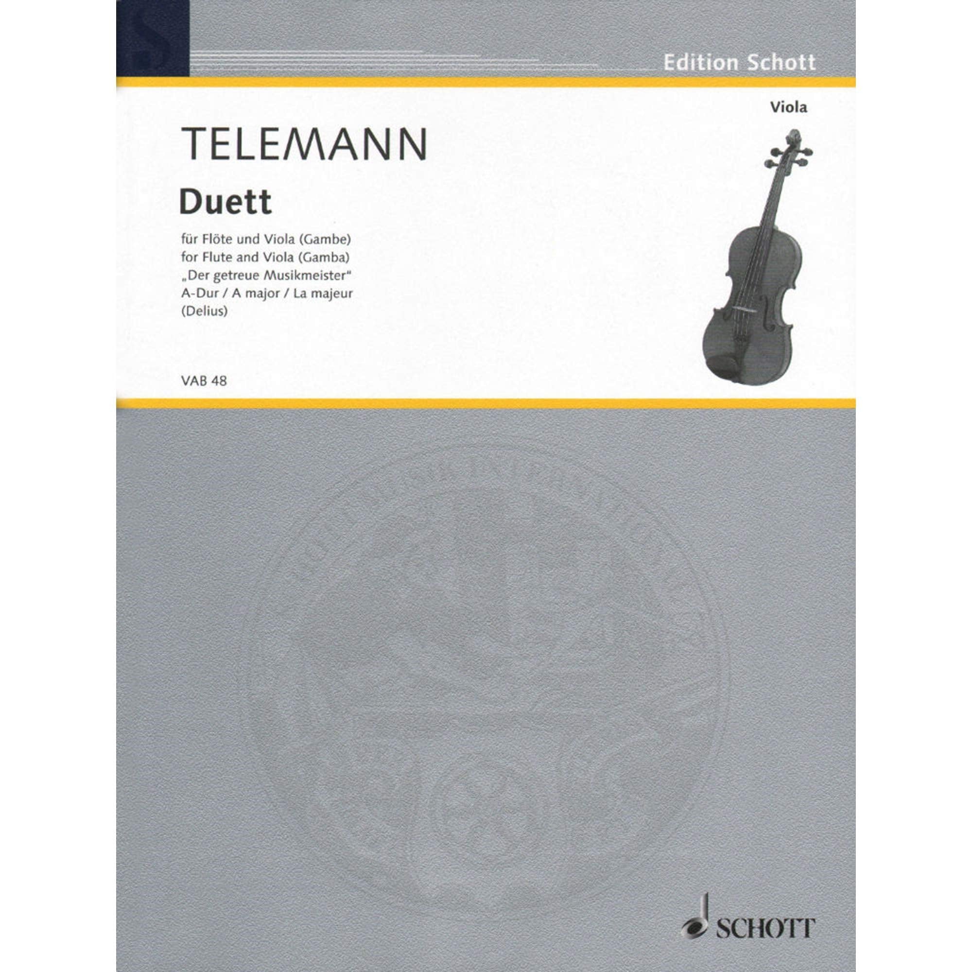 Duett A-Dur: aus "Der getreue Musikmeister". Flöte und Viola oder Gambe. Spielpartitur. (Edition Schott) Sheet Music