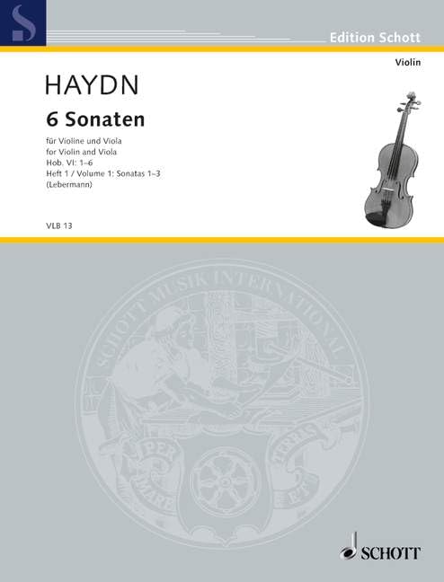 6 Sonaten: Hob.VI: 1-6. Violine und Viola. Spielpartitur. (Edition Schott) Sheet Music