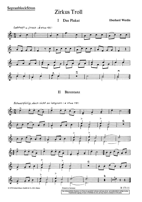 Zirkus Troll: Ein Spiel für Kinder. Kinderchor (SMez) mit Instrumenten (2 Sopran-Blockflöten, Stabspiele, Schlagzeug, Bass). Sopran-Blockflöten. Sheet Music