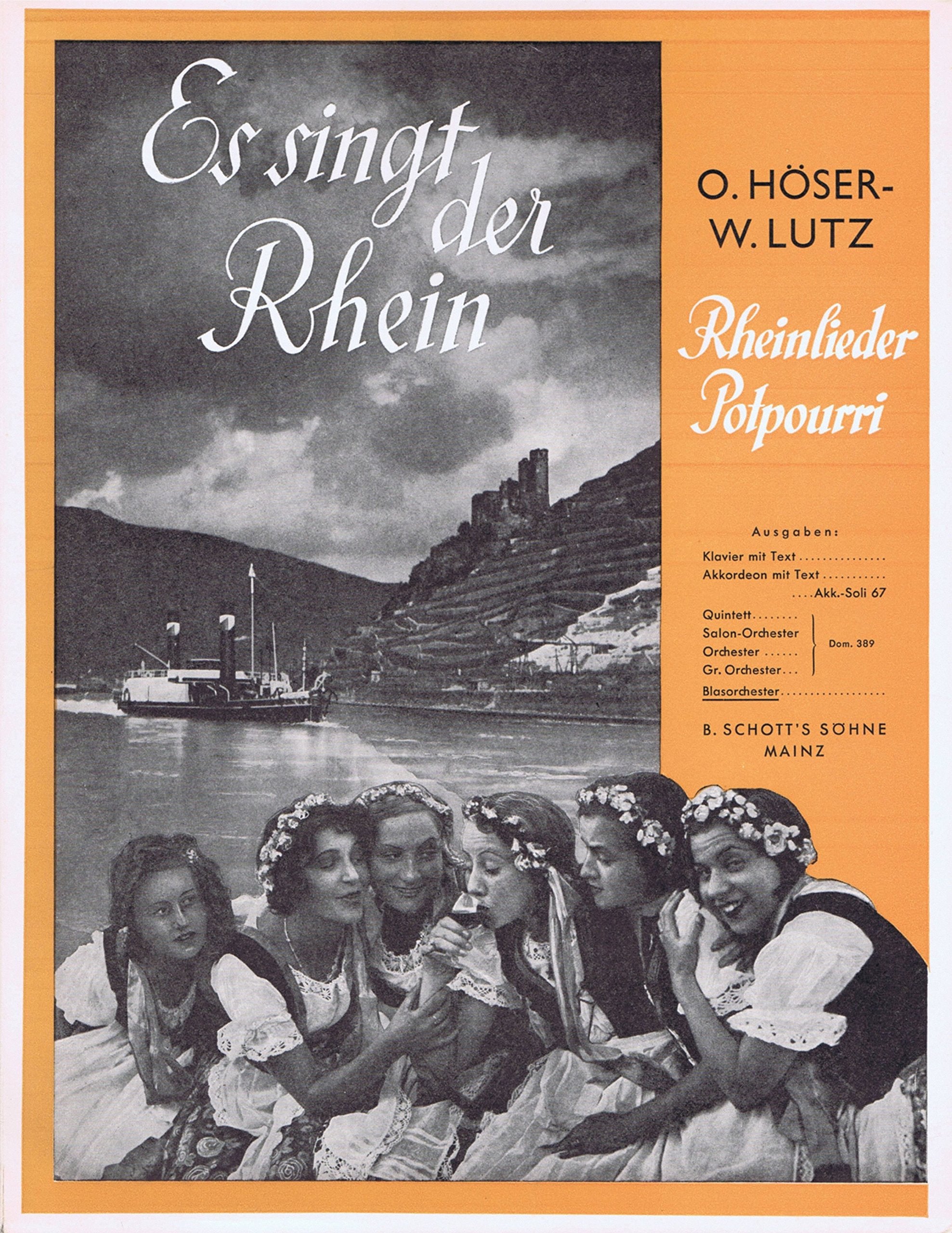 Es singt der Rhein: Eine Rheinlieder-Folge. Blasorchester. Dirigierauszug mit Stimmen. Sheet Music