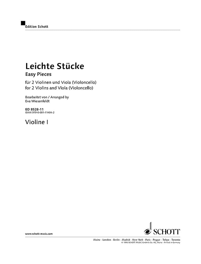 Leichte Stücke: 2 Violinen und Viola (Violoncello). Violine I. Sheet Music