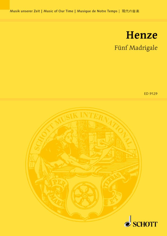 Fünf Madrigale: Auf Gedichte aus dem "Großen Testament" von François Villon. kleinen gemischten Chor (SATB) und 11 Solo-Instrumente. Studienpartitur. (Musik unserer Zeit) Sheet Music