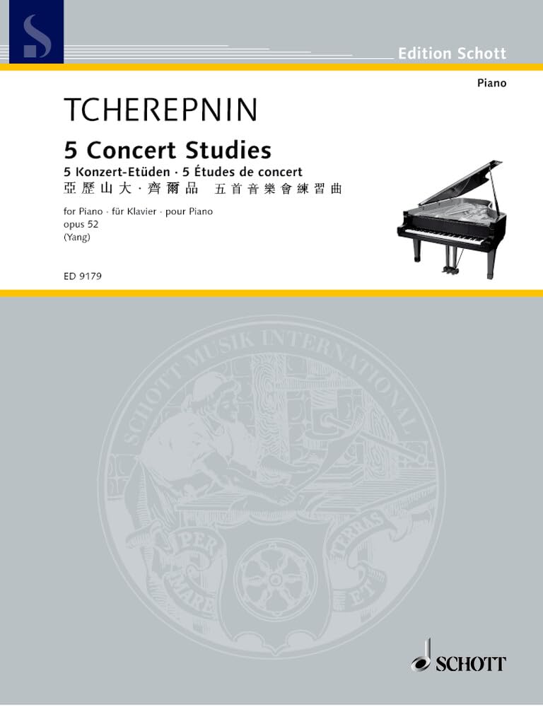 5 Konzert-Etüden: op. 52. Klavier. (Edition Schott) Sheet Music