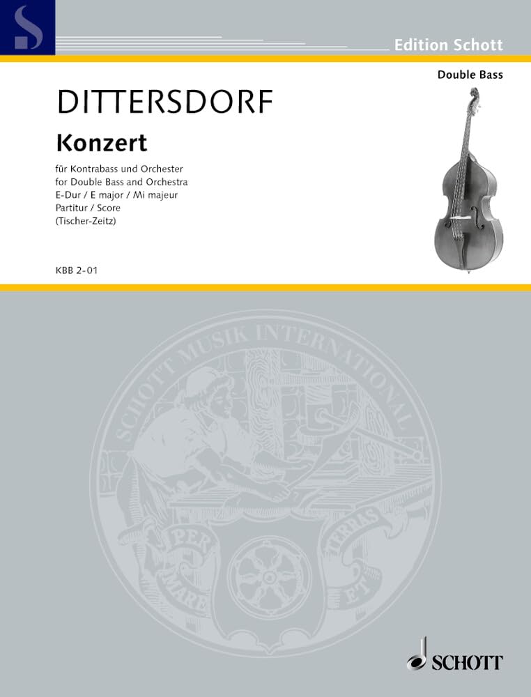Konzert E-Dur: Krebs 172. Kontrabass und Orchester. Partitur. (Edition Schott) Sheet Music