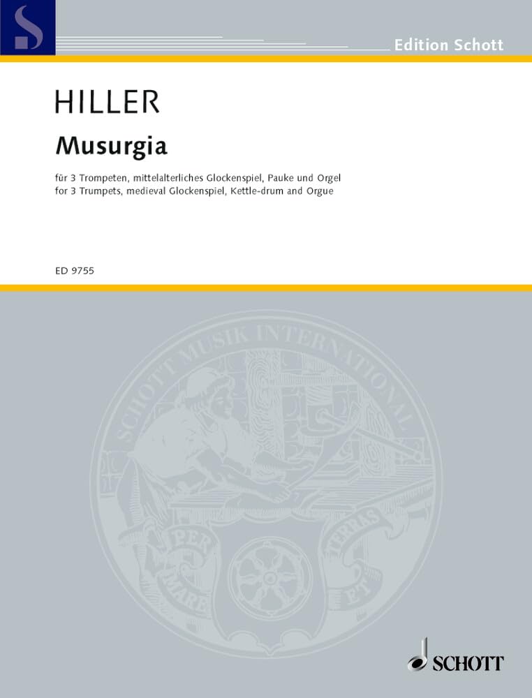 Musurgia: nach Athanasius Kircher. 3 Trompeten in C, mittelalterliches Glockenspiel, Pauke in C und Orgel. Partitur und Stimmen. (Edition Schott) Arts & Music