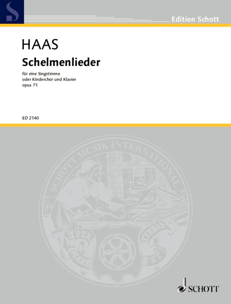 Schelmenlieder: op. 71. voice or children's choir and piano. aiguë. book