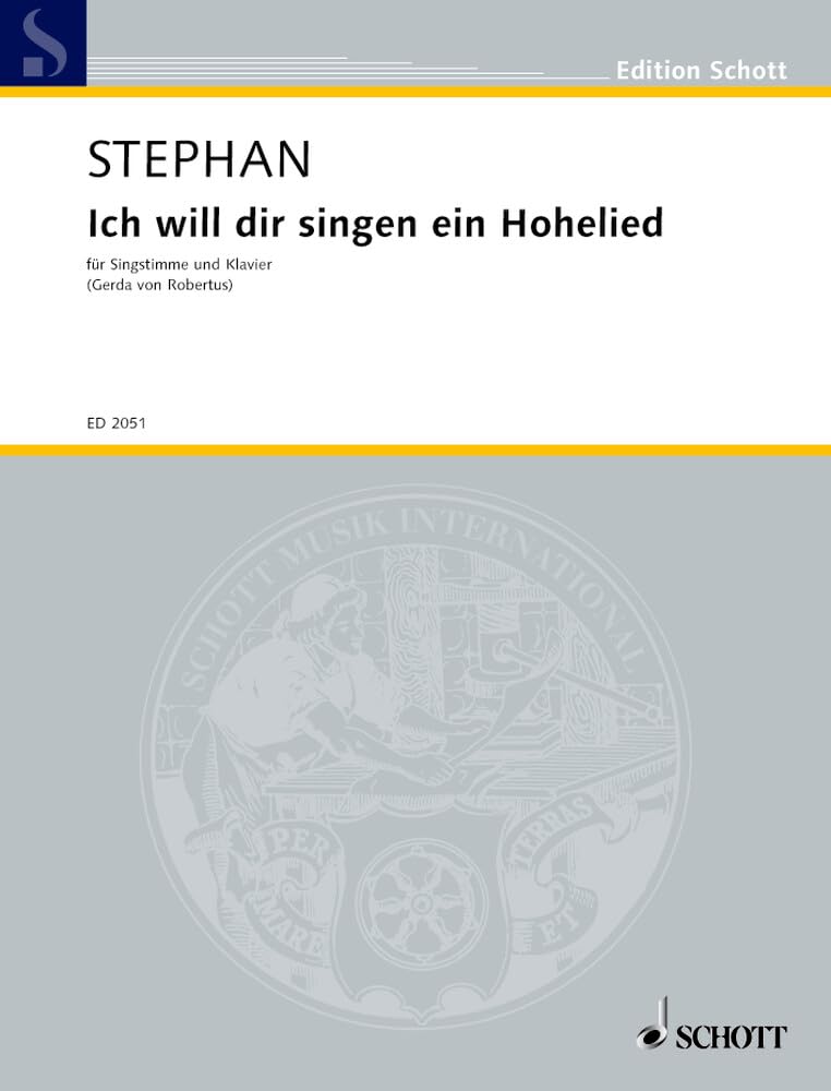 Ich will dir singen ein Hohelied: voice and piano. book