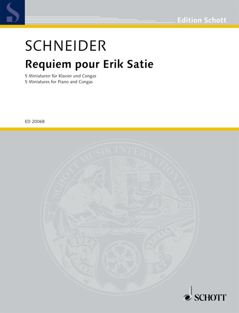 Requiem pour Erik Satie: 5 Miniatures. piano and congas drums. Partition et parties. book