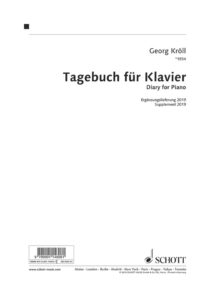Tagebuch für Klavier (Journal pour piano): Appendice 2019, 16 nouvelles pièces. piano. book