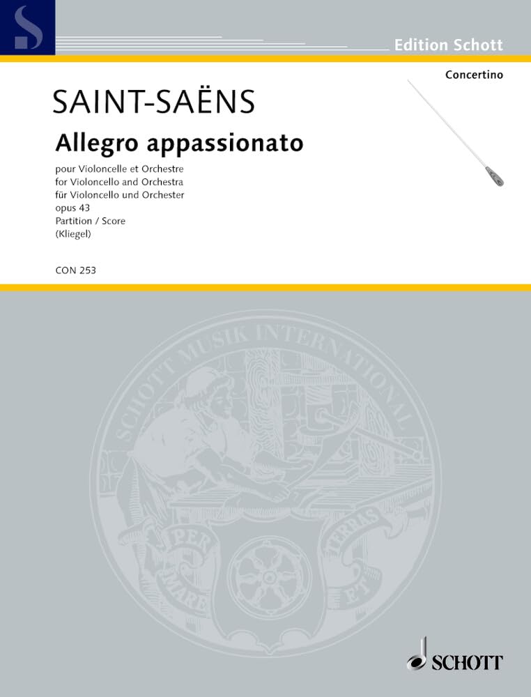 Allegro appassionato: op. 43. cello and orchestra. Partition. book