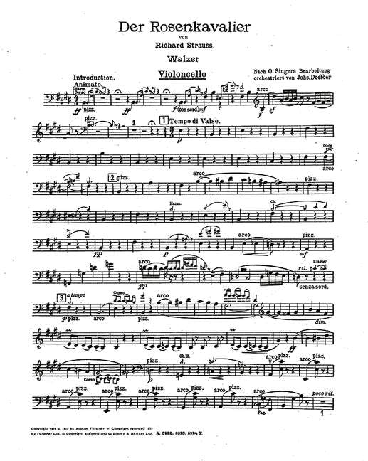 Der Rosenkavalier: Walzer. op. 59. Orchester. Violoncello. Sheet Music