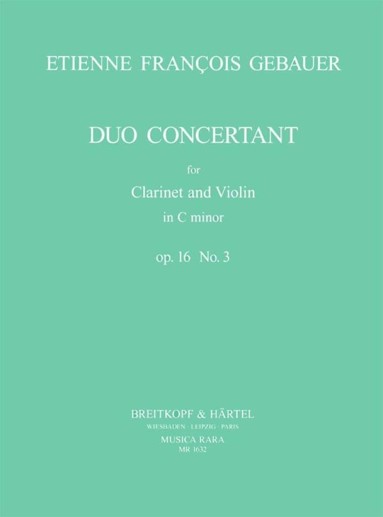 Duo Concertant c-moll op. 16 Nr. 3 für Klarinette, Violine (MR 1632) Sheet Music
