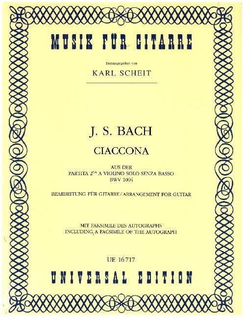 Chaconne: aus der Partita für Violine solo Nr. 2 in d-Moll, BWV 1004. aus BWV 1004. Gitarre. Partitur. Arts & Music