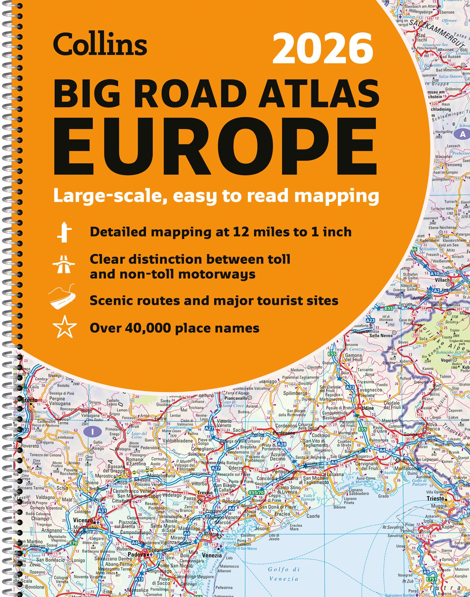 Collins 2026 Big Road Atlas Europe Geology & Geography