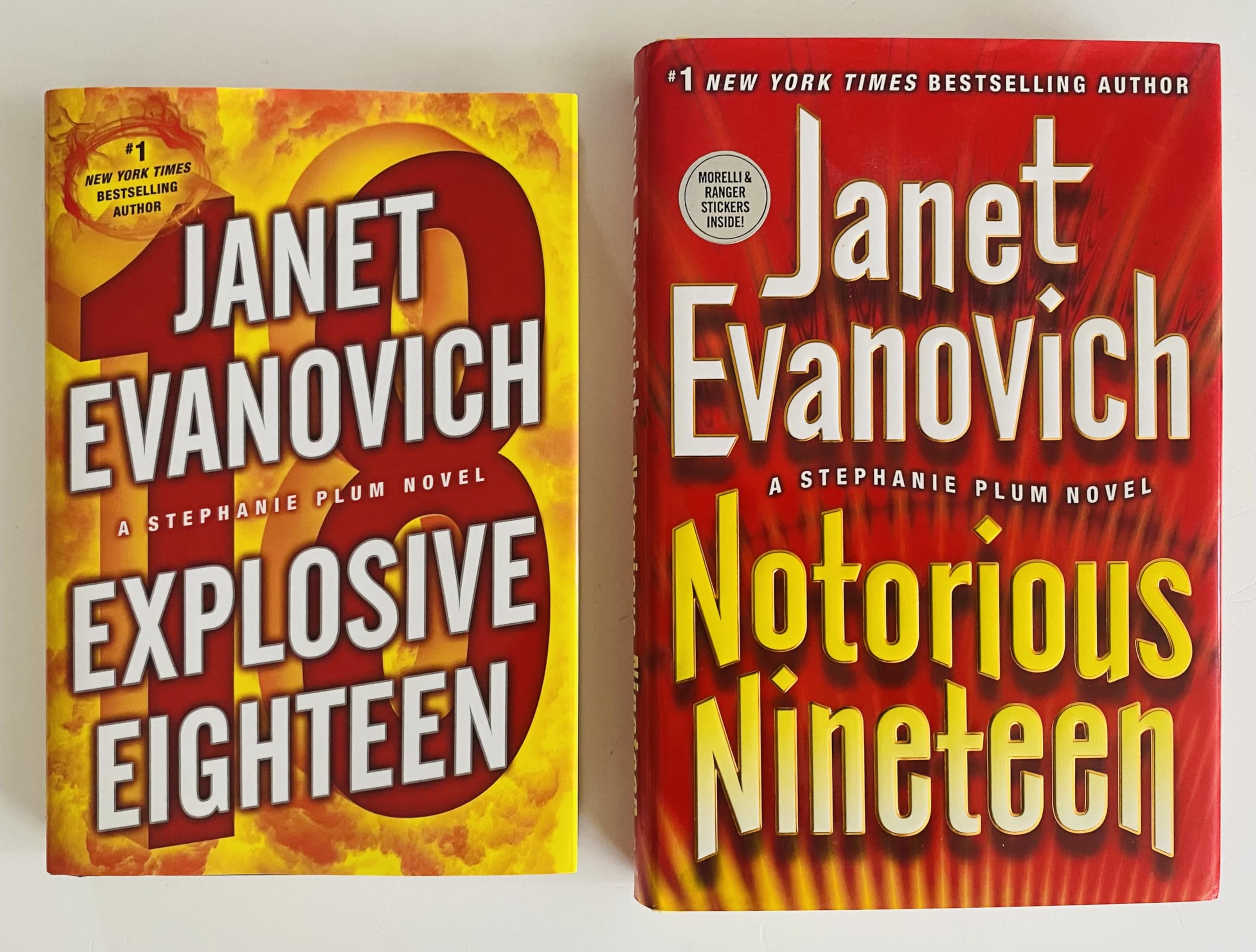 2 Janet Evanovich Books! 1) Explosive Eighteen 2) Notorious Nineteen Books