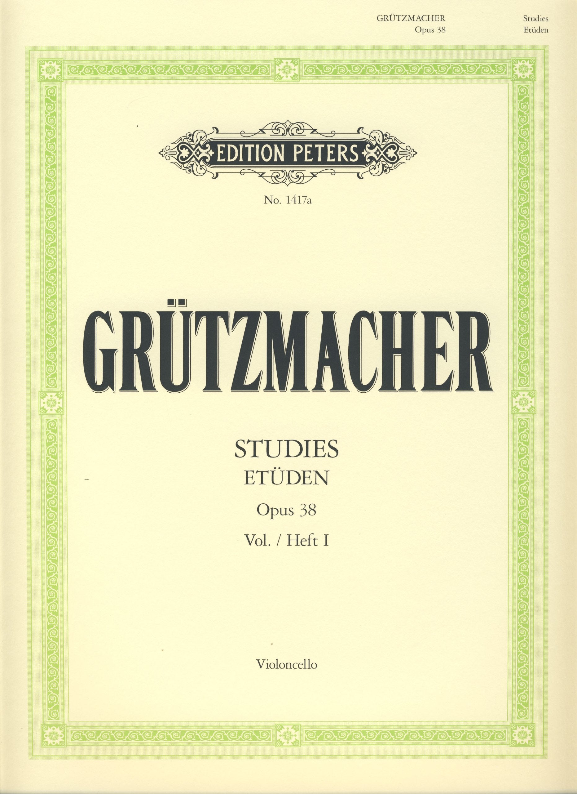 EDITION PETERS GRUTZMACHER - 24 STUDIES OP.38 VOL.1 - CELLO Sheet Music