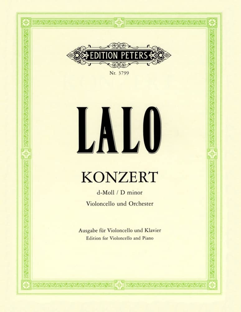 EDITION PETERS LALO EDOUARD - CONCERTO IN D MINOR - CELLO AND PIANO Sheet Music