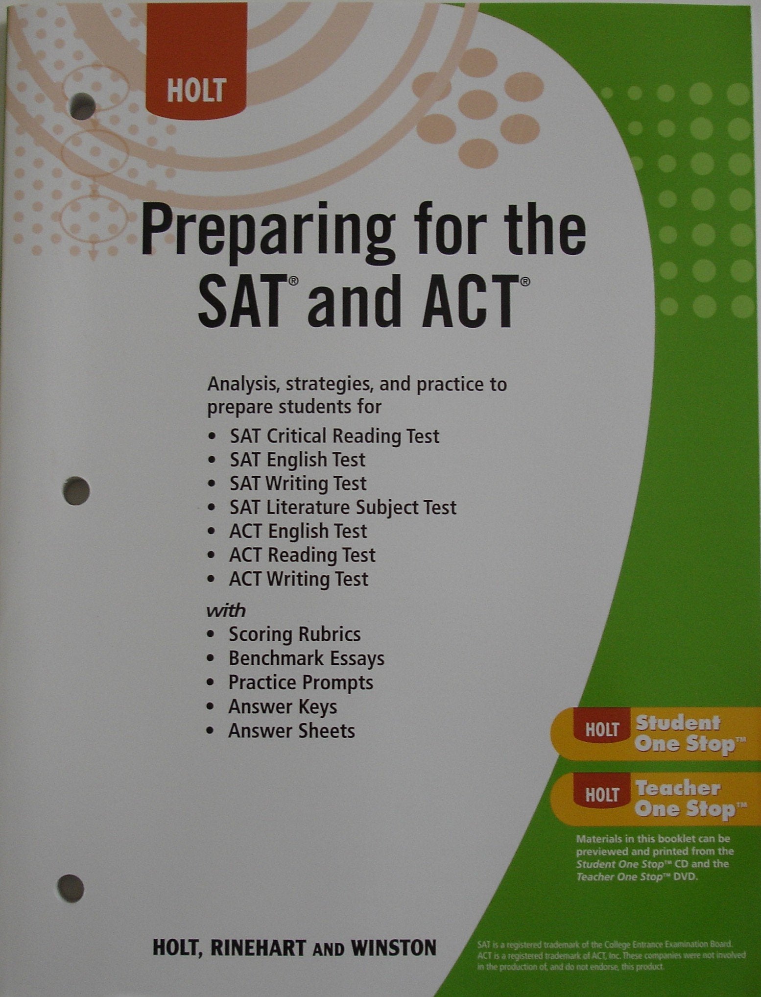 Elements of Language: Prep for SAT/ACT Workbook Grades 11-12: Holt Elements of Literature Fifth Course (Eolang 2009) Social Sciences