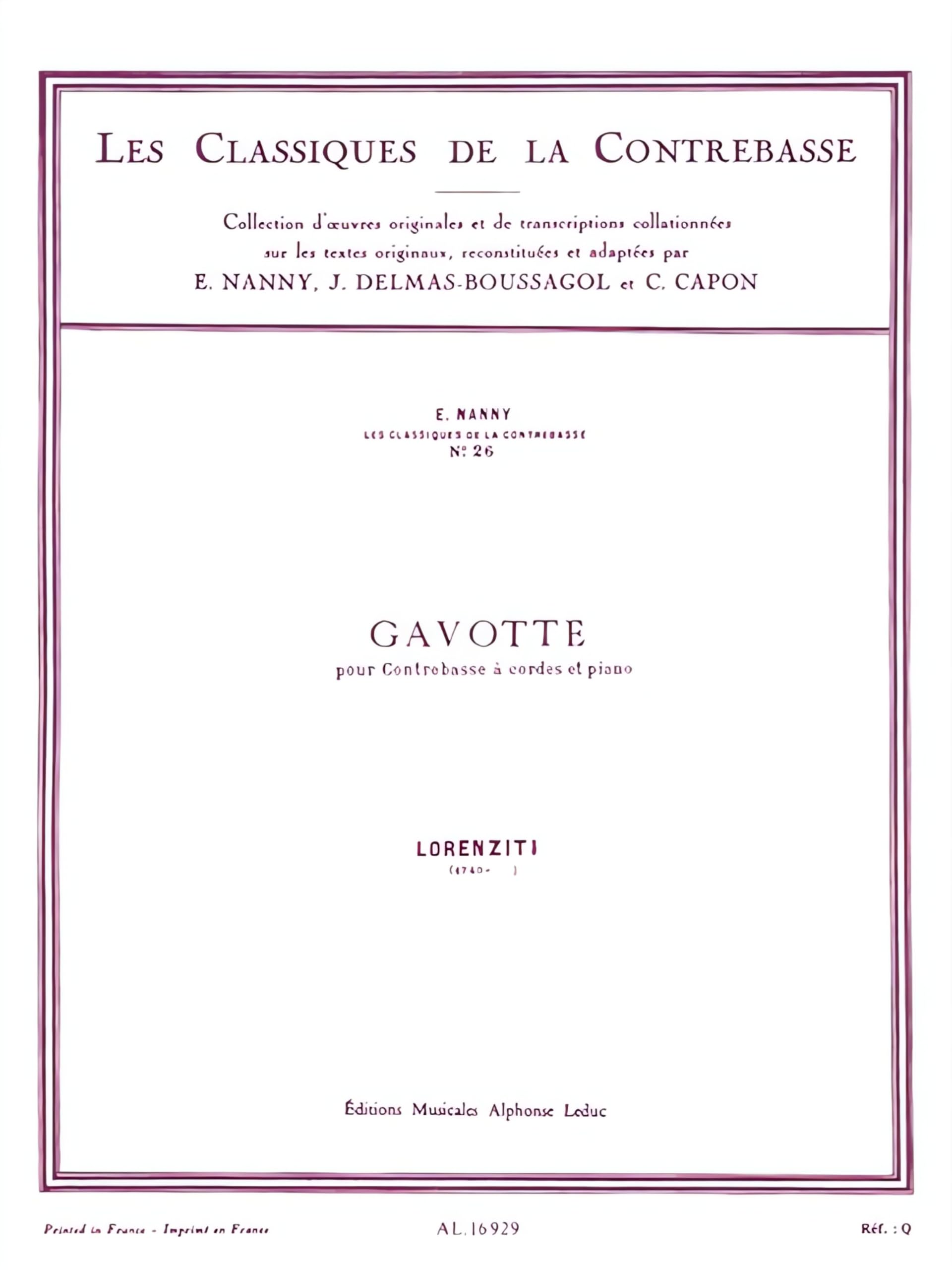 CLASSIQUE CONTREBASSE N026 GAVOTTE book