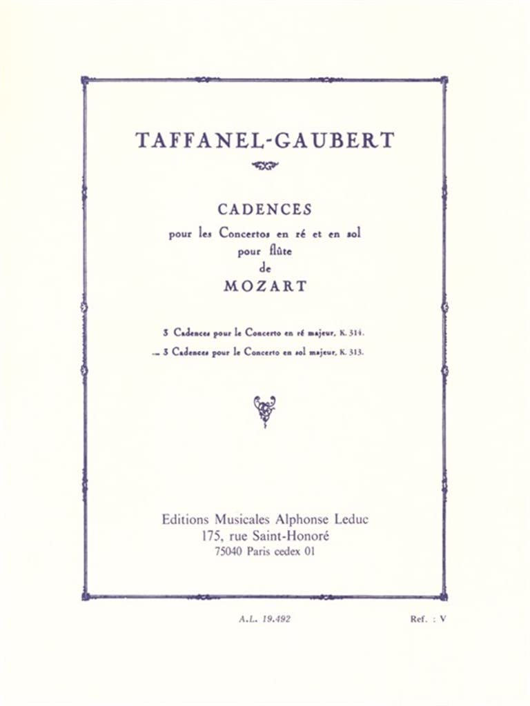 3 CADENCES POUR LE CONCERTO EN SOL FLUTE SEULE book