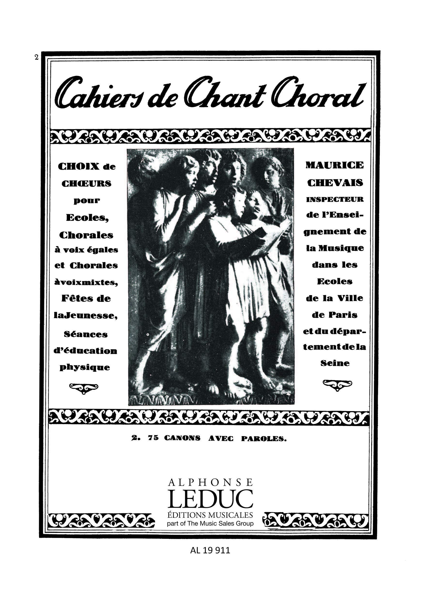 Chevais cahiers de chant choral vol 2 75 canons avec paroles voice bk book
