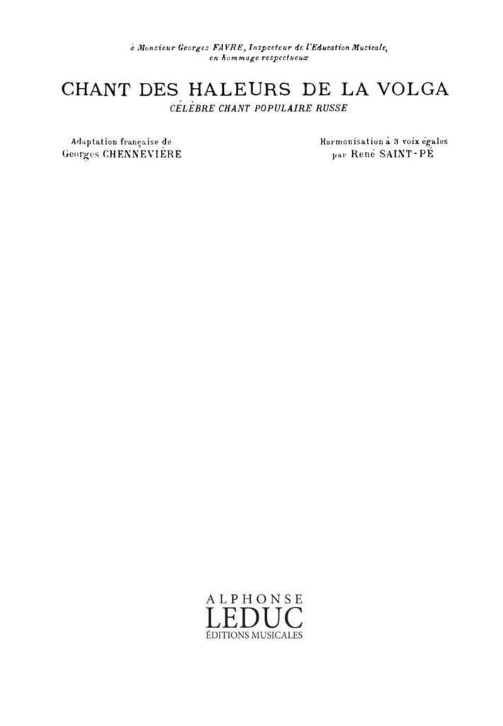 X chant des haleurs de la volga 3 part a cappella choral book