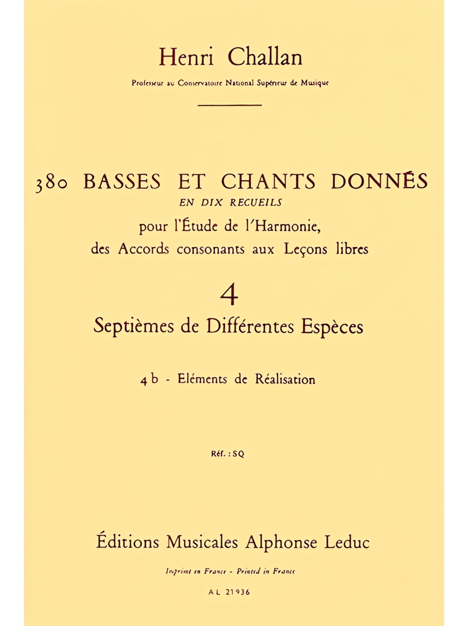 380 BASSES ET CHANTS DONNES VOL.04:SEPTIEMES DIFF. ESPECES 4B REALISATION book