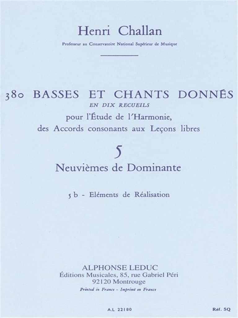 380 BASSES ET CHANTS DONNES VOL.05:ACCORDS DE LA 9EME DOMINANTE 5B REALISATION book