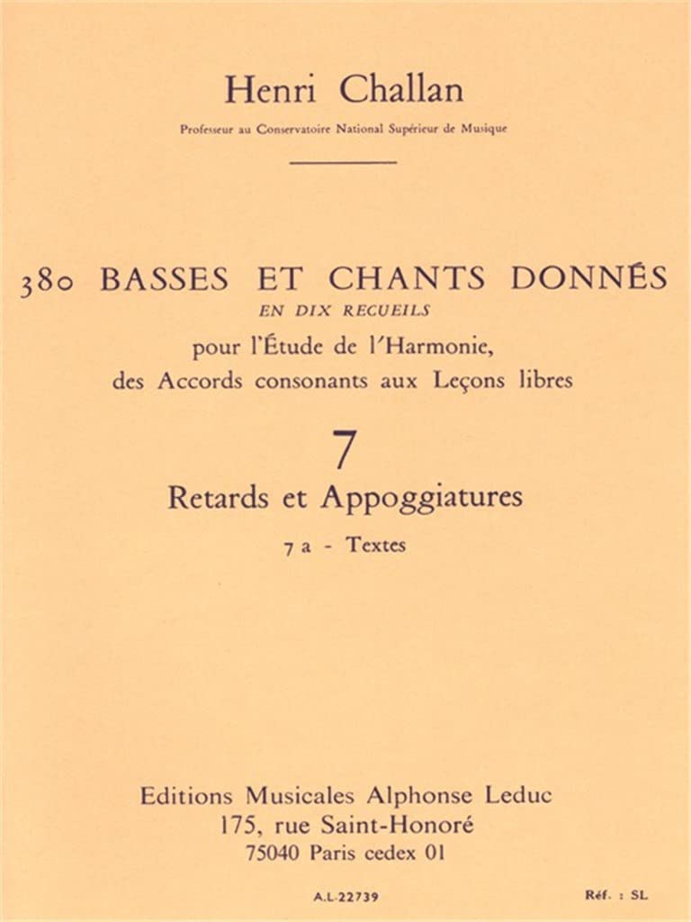 380 BASSES ET CHANTS DONNES VOL.07:RETARDS ET APPOGIATURES 7A TEXTES book