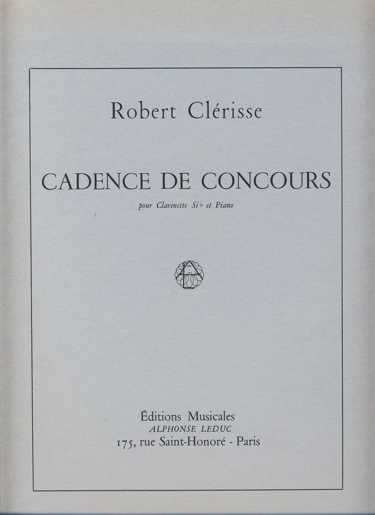 CADENCE DE CONCOURS CLARINETTE SIB ET PIANO book