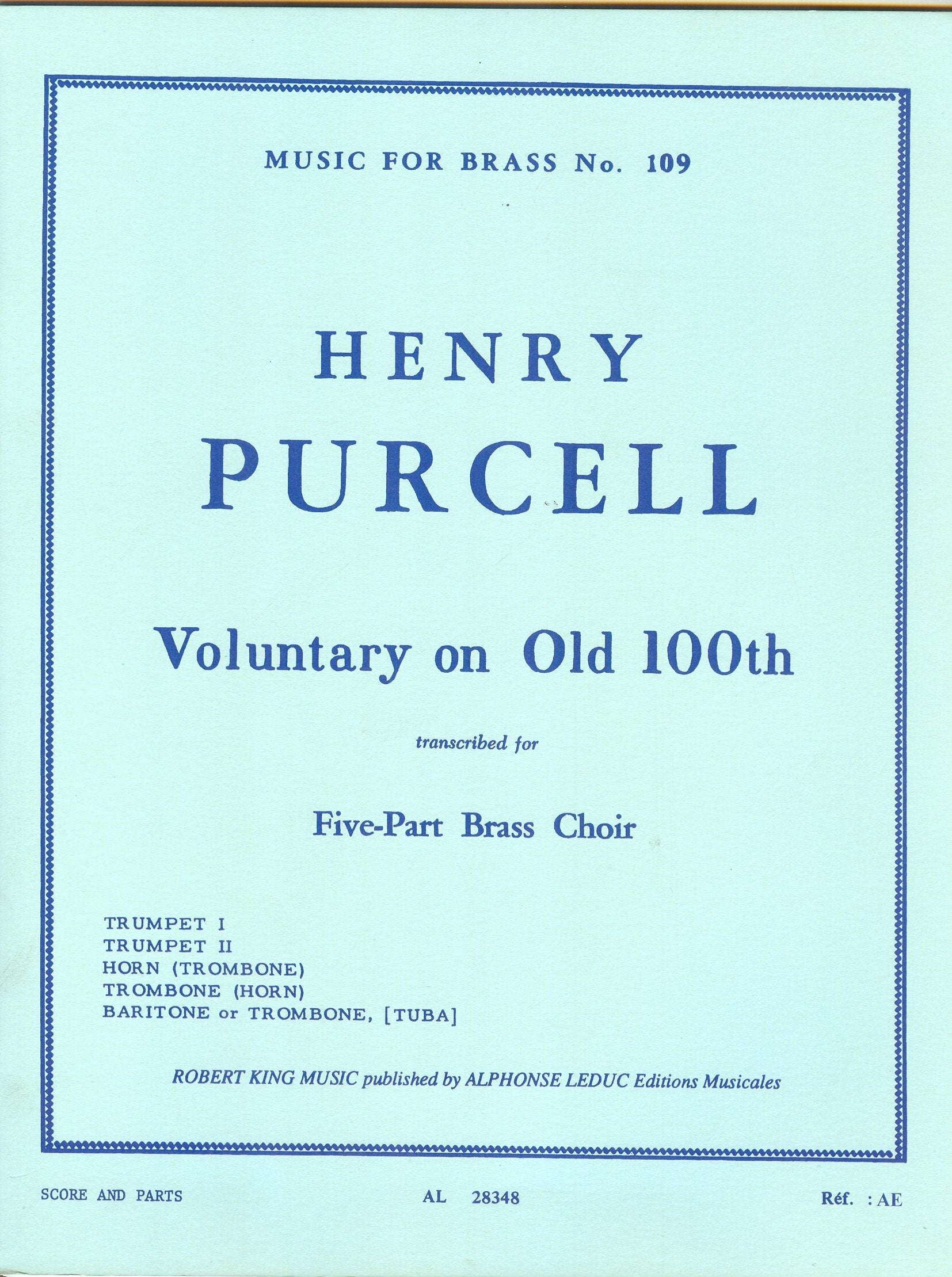 Voluntary On 'Old 100th'. Ensemble de Cuivres. Conducteur + Parties book