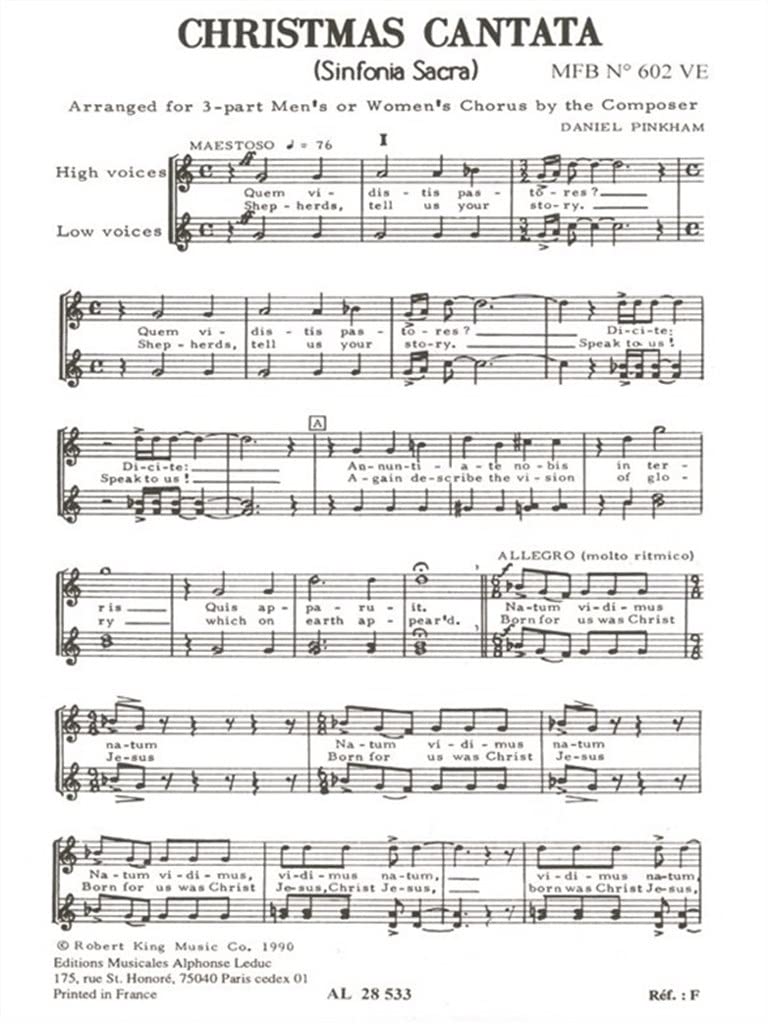 CHRISTMAS CANTATA CHORUS SCORE/HIGH AND LOW VOICES MFB602VE book