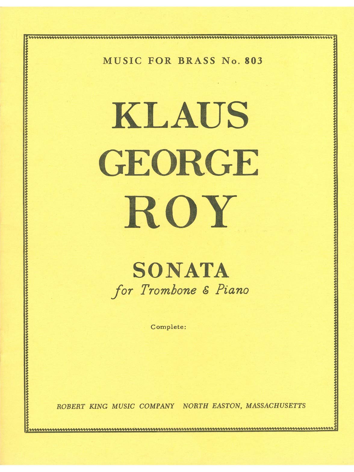 Klaus george roy: sonate (trombone & piano) book