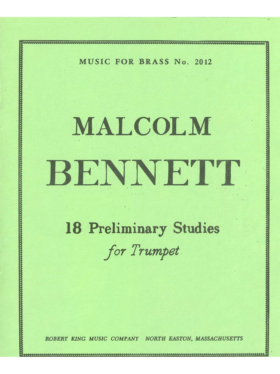 Malcolm bennett: 18 preliminary studies (trumpet solo) trompette book