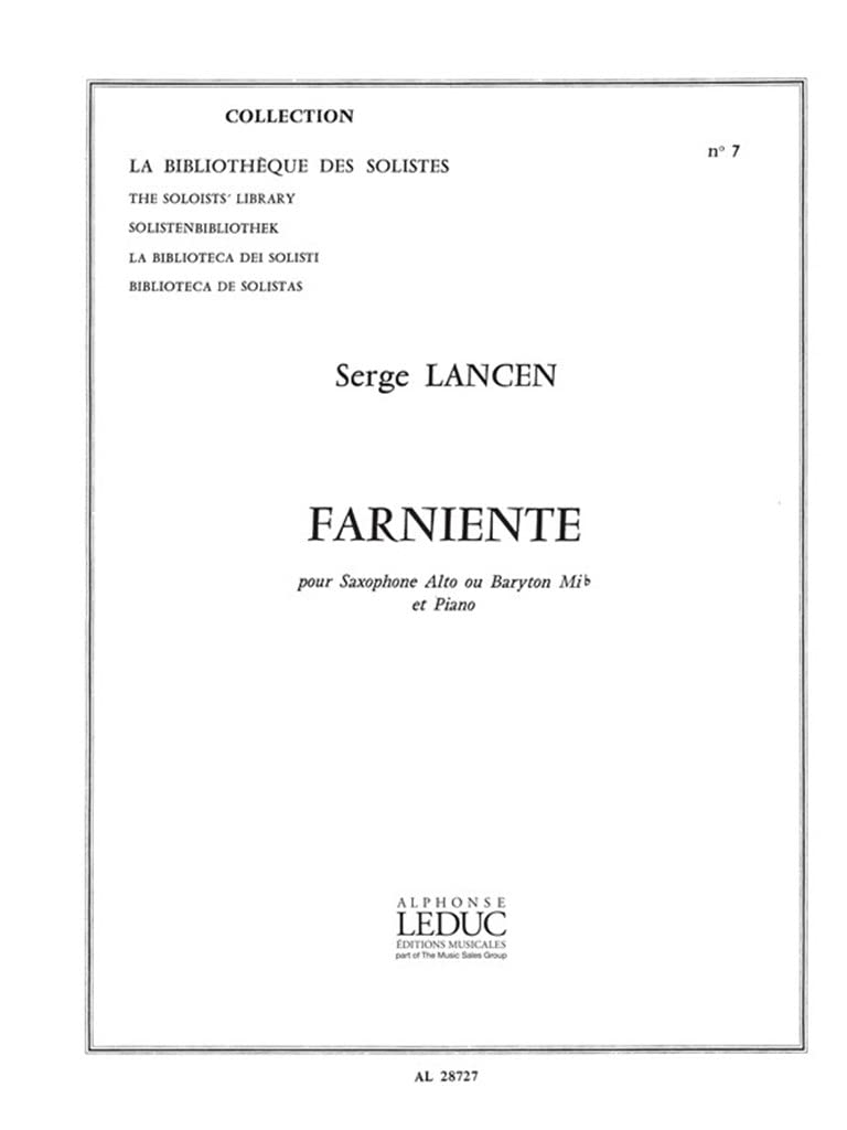 Serge lancen: farniente (saxophone-alto & piano) book