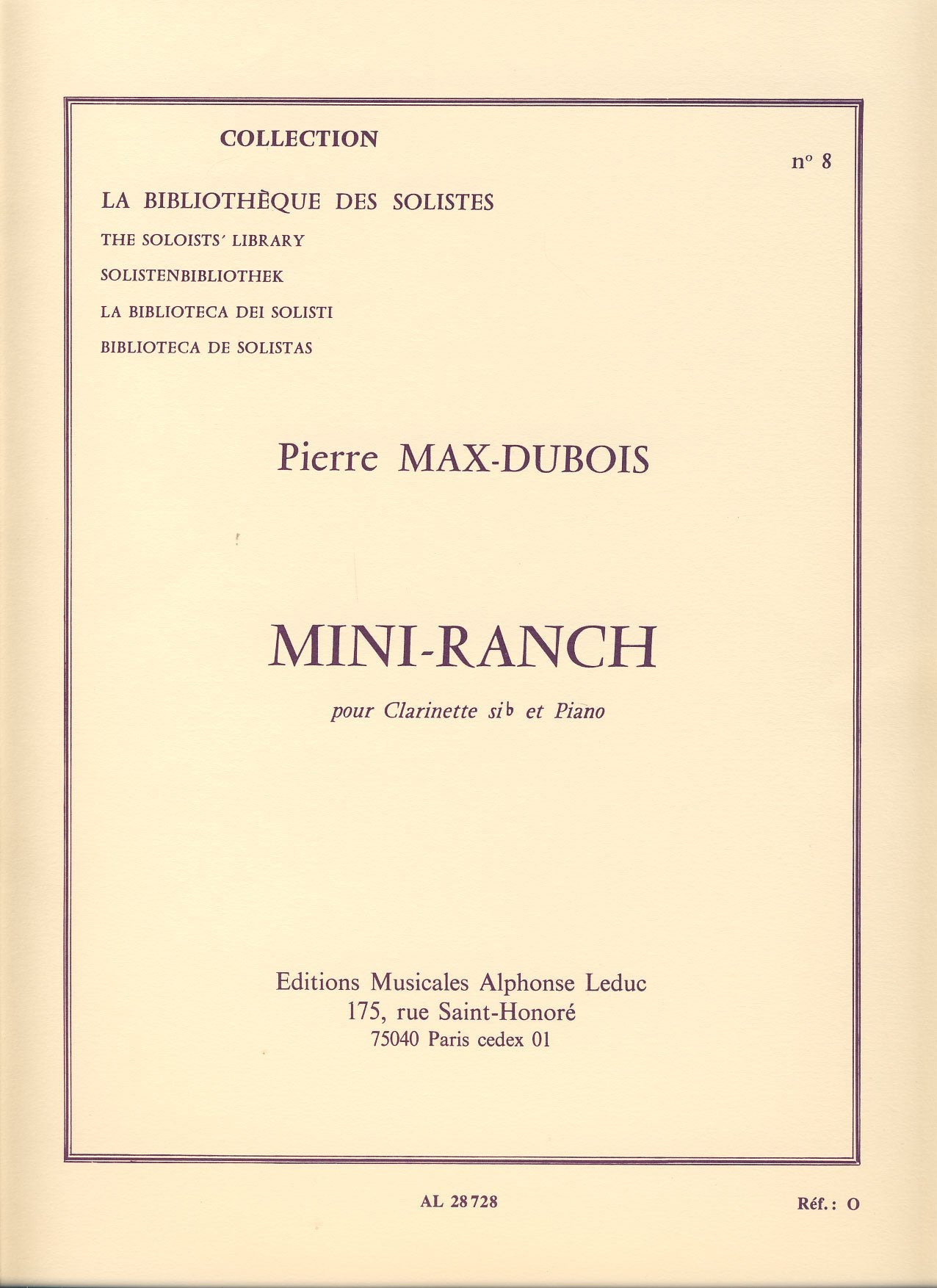 MINI-RANCH CLARINETTE SIB ET PIANO (LM008) book