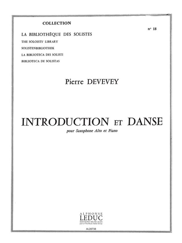 Devevey introduction et danse lm018 alto saxophone & piano book book