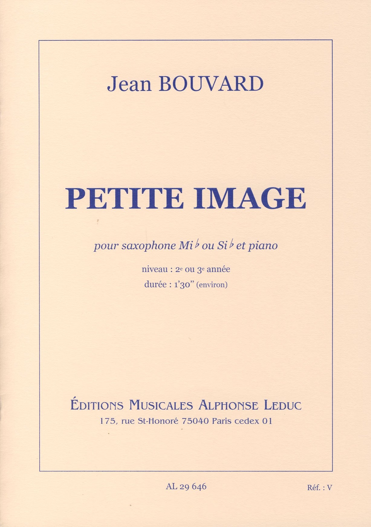 Jean bouvard: petite image (saxophone-alto & piano) book
