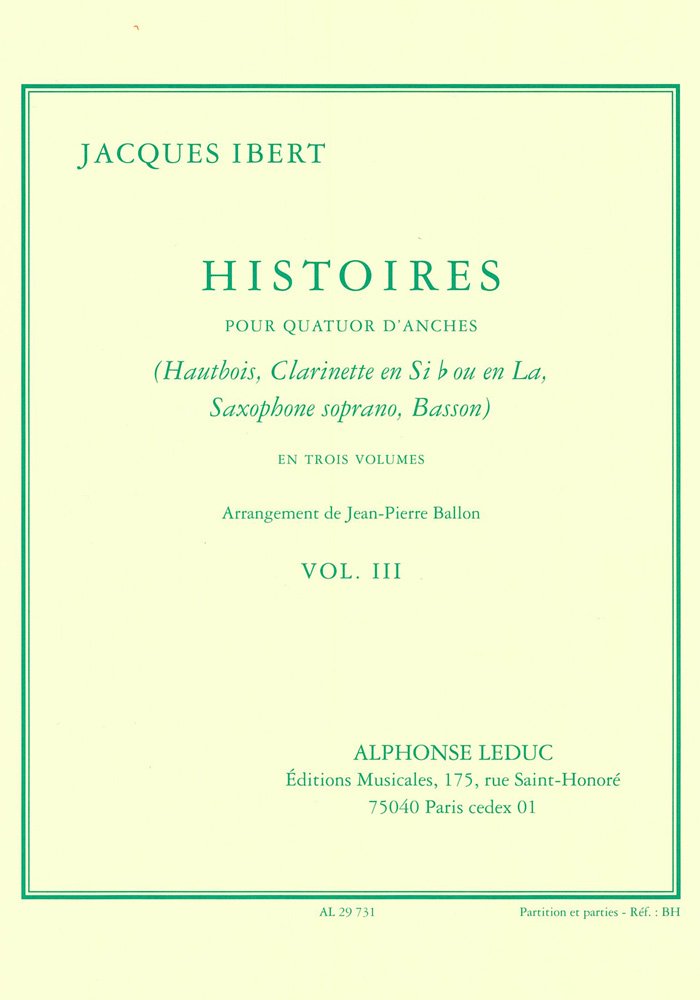 Ibert ballon ibert histoires vol.3 7e woodwind quartet book book