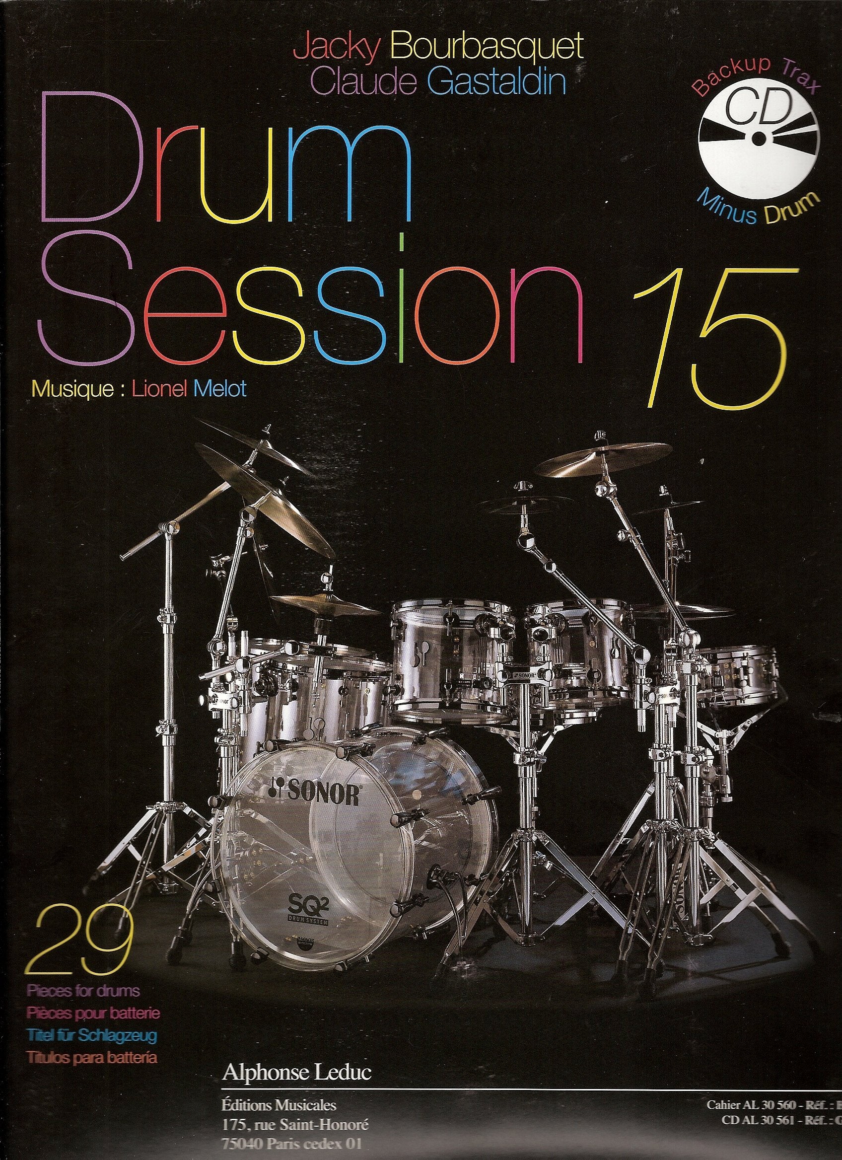 BOURBASQUET: DRUM SESSION 15 29 PIECES POUR BATTERIE (LIVRE + CD) - LE LIVRE Sheet Music