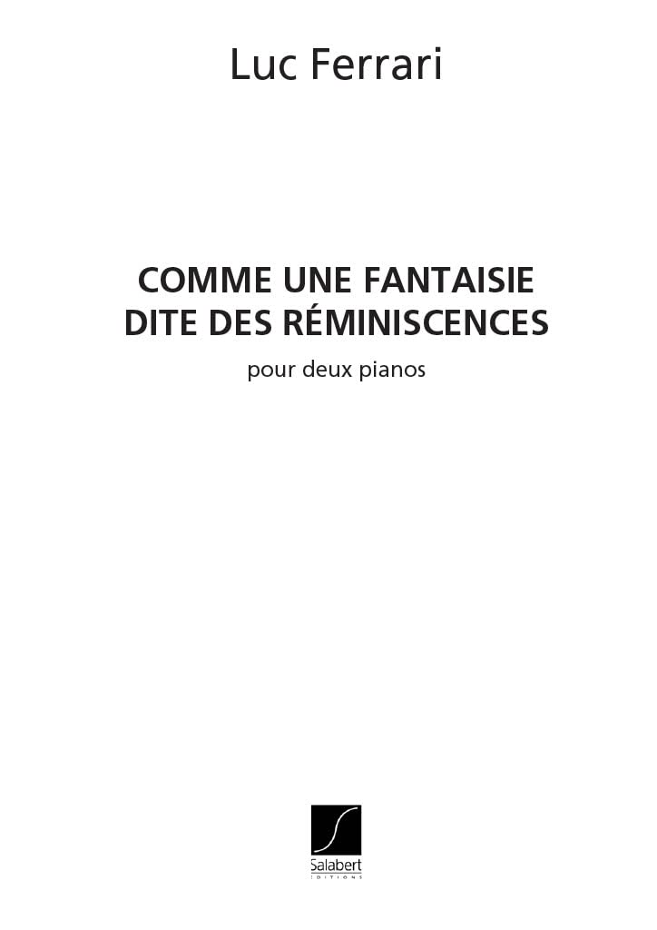Comme une fantaisie dite des reminisc piano book