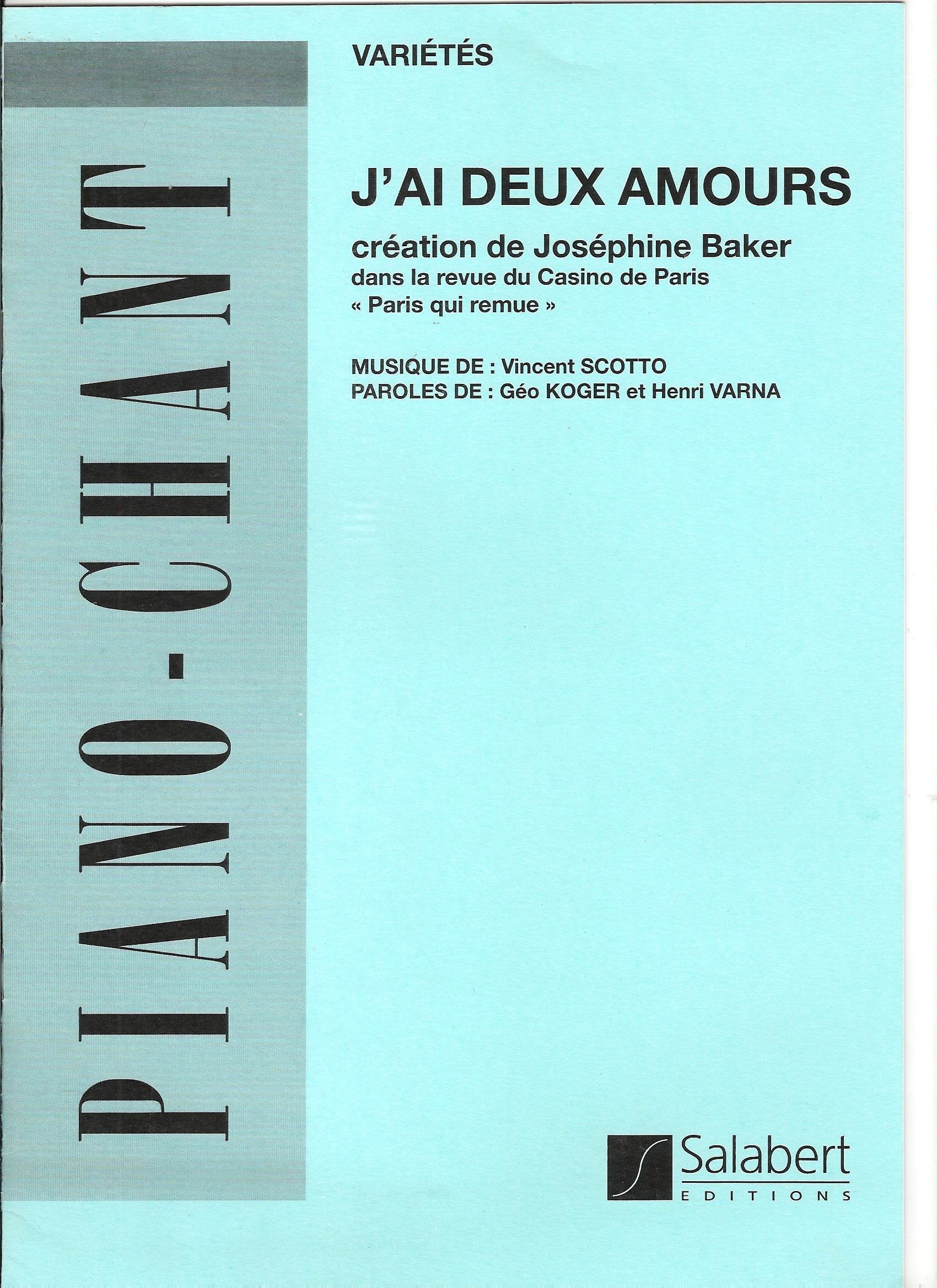 J'Ai Deux Amours. Chant et Piano. Conducteur book
