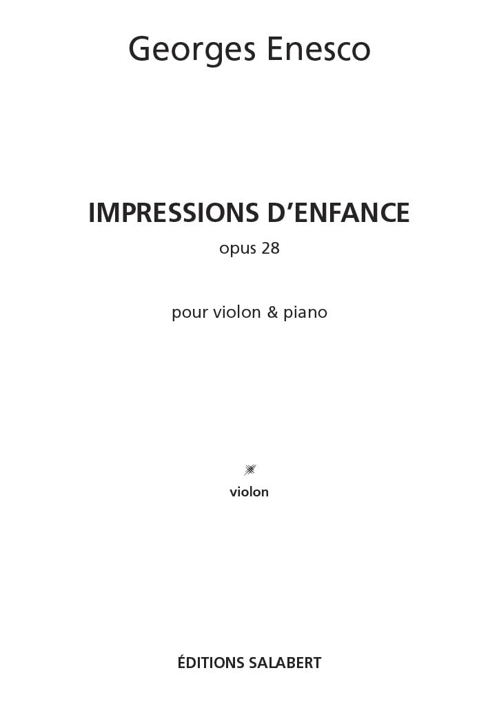 Impressions D'Enfance, Op. 28. Violon et Accomp.. Conducteur book