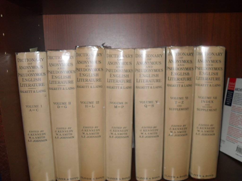 Dictionary of Anonymous and Pseudonymous English Literature: v. 8 Books