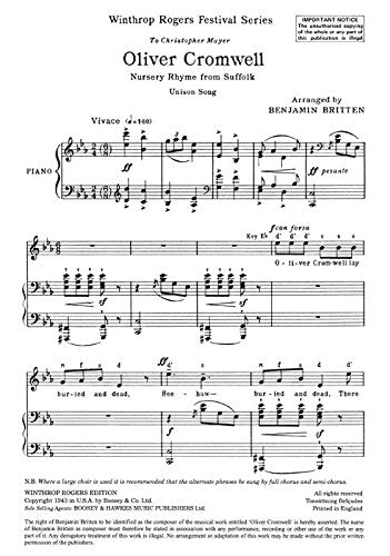 Oliver Cromwell: Chor unisono und Klavier. Chorpartitur. Arts & Music