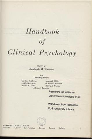 Handbook of Clinical Psychology book