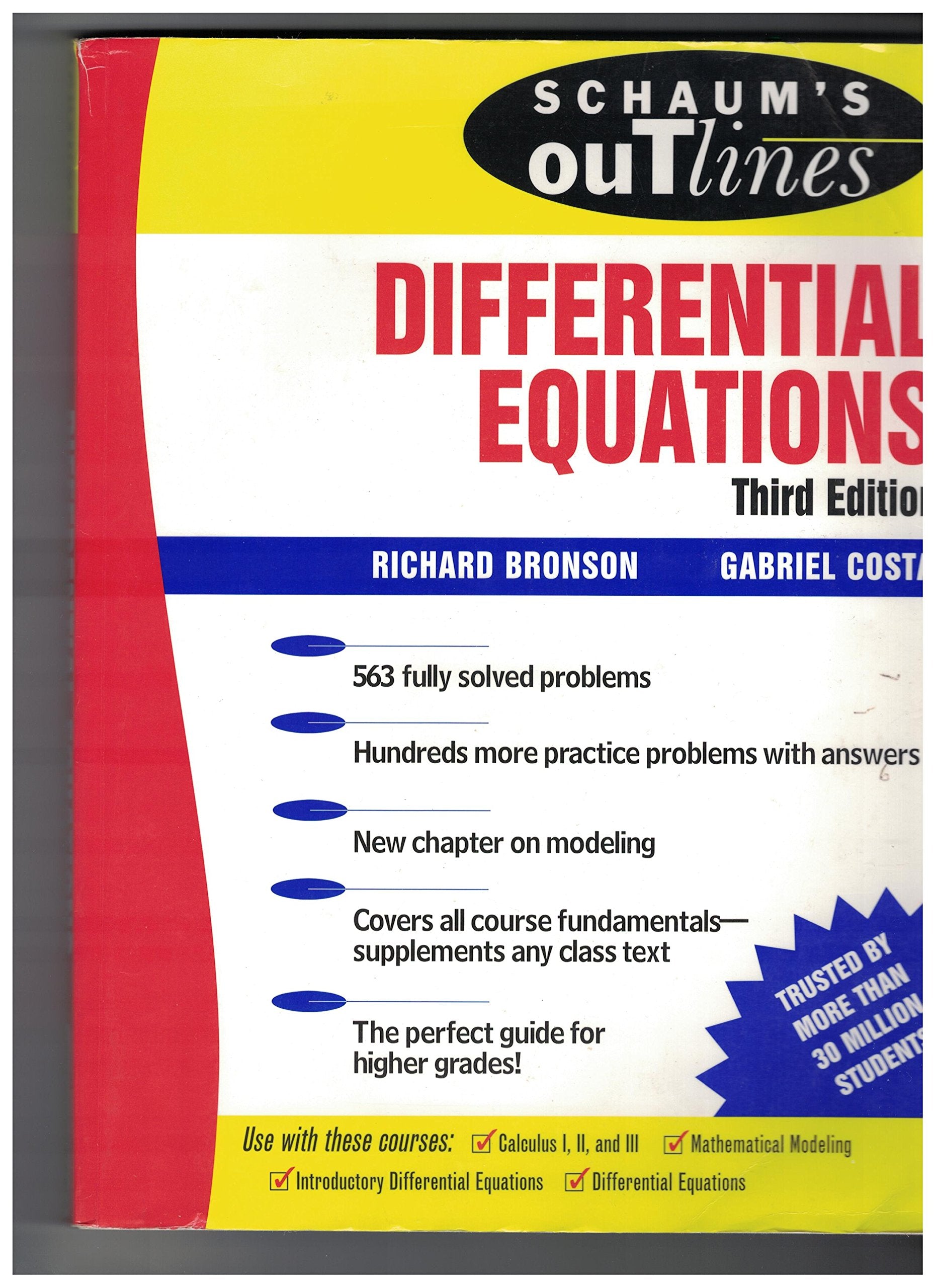 Schaum's Outline of Differential Equations (Schaum's Outlines) Study Guides