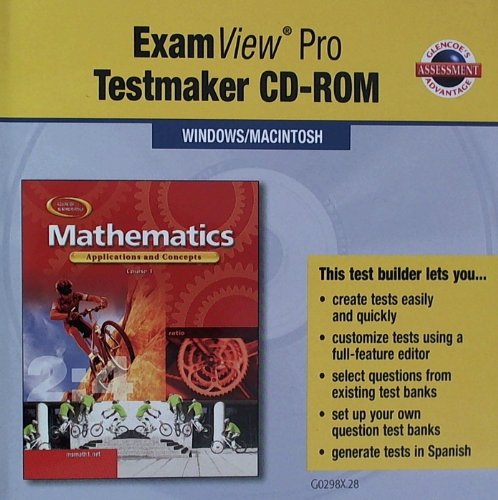 Product Image: Mathematics: Applications and Concepts, Course 1, Examview Pro Testmaker CD-Rom